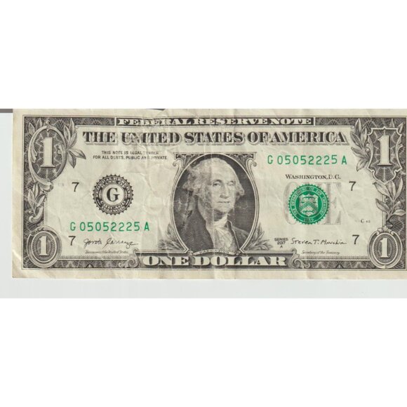 2017A $1 Fancy Note – Serial #G05052225A – Double Digit Pattern / Rare - Picture 1 of 2
